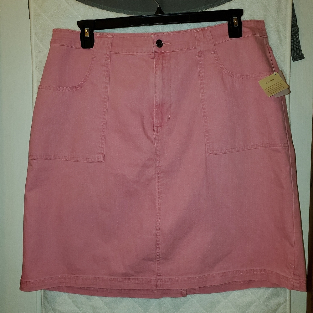 16W CJ Banks coral pink 4 pocket denim skirt NWT New with Tags